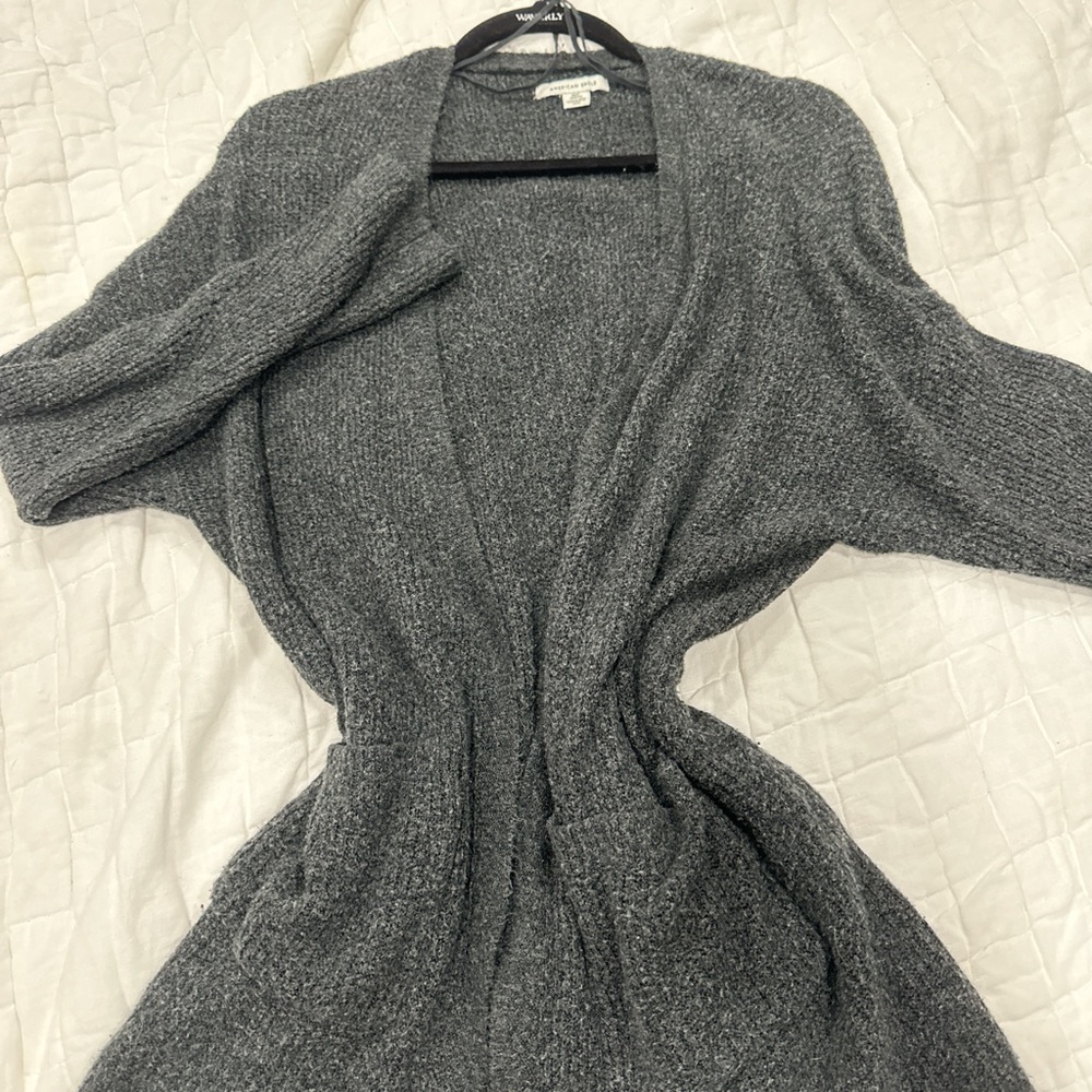 American Eagle Outfitters Gray Cardigan with Dolman Sleeves